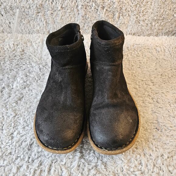 Born Women's Tinley Side Zip Distressed Suede Leather Ankle Boots Size 7 Black - Picture 2 of 7